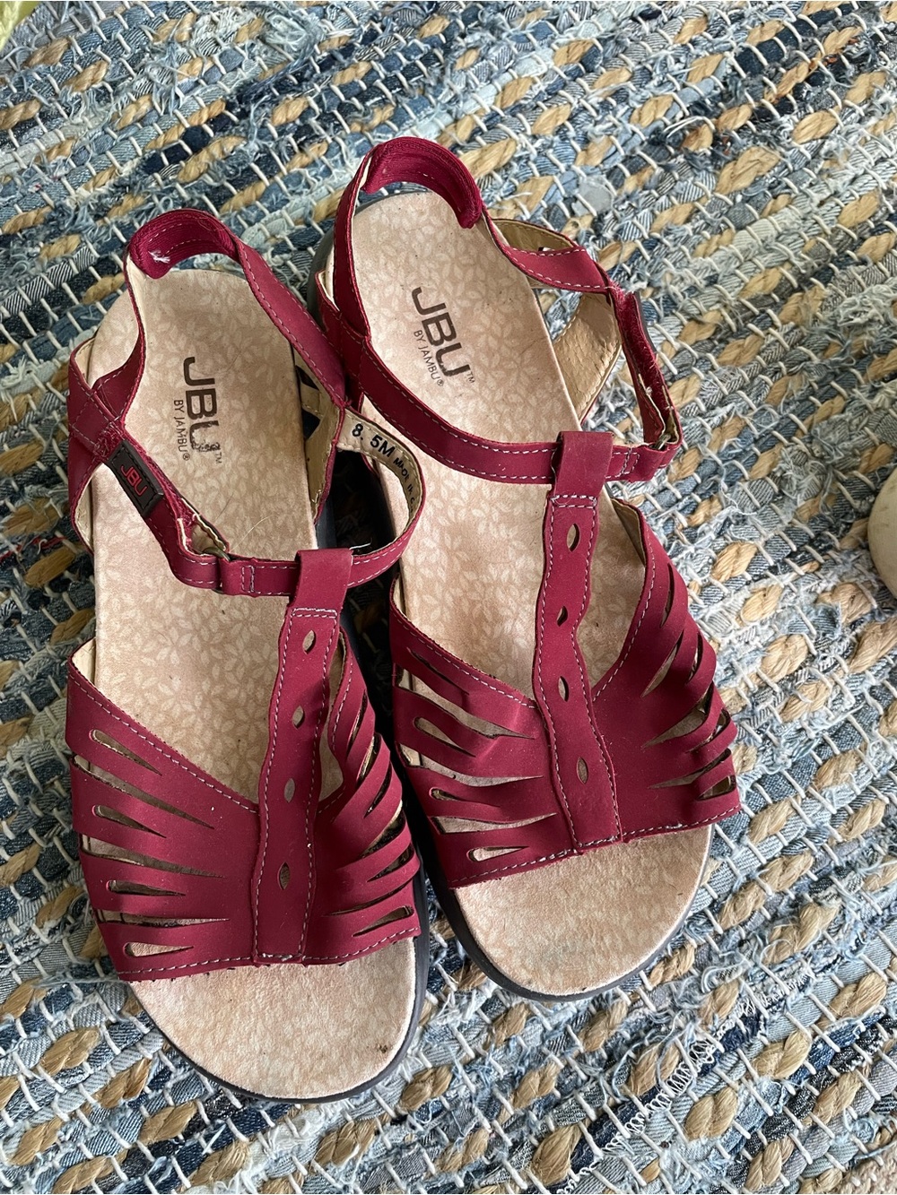 JBU RED SUEDE SANDLES